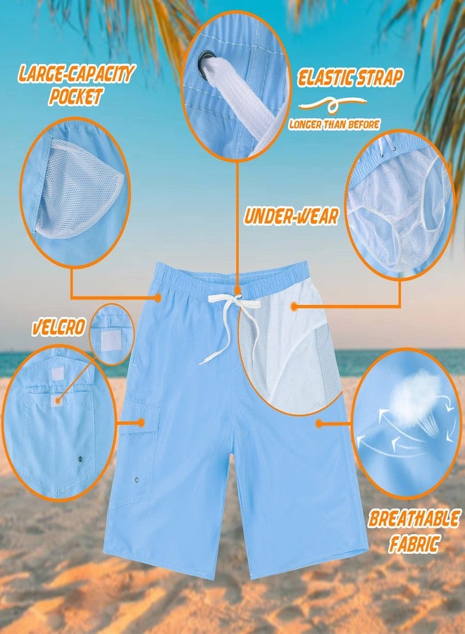 Srnede Mens Swimming Trunks Swim Trunks Quick Dry 11 Inch Swim Shorts with Mesh Lining Funny Swimwear Bathing Suits Light Blue - Image 3